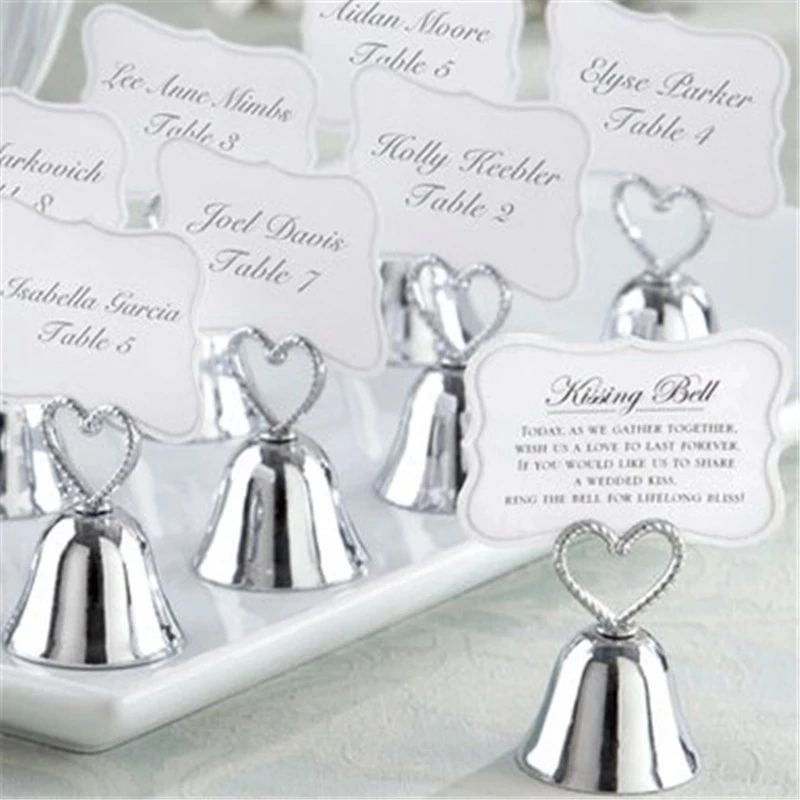 Party Event Other Supplies Kissing Sier Gold Bell Place Card Holder Photo Wedding Table Decoration Favors P