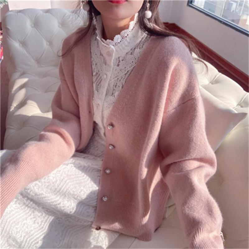 Women's Knits 2022 Cardigan Women Sweater Pink Blue V-Neck Knitted Fall Clothes Solid Casual Single Breasted Vintage Top Fashion H673
Women's Knits 2022 Cardigan Women Sweater Pink Blue V-Neck Knitted Fall Clothes Solid Casual Single Breasted Vintage Top Fashion H673