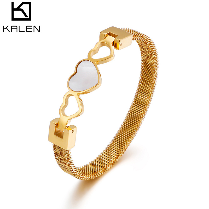 New Sweet Heart Cuff Bangles For Girls Stainless Steel Gold Plating Luxury Wristband Wedding Women Love Jewelry
New Sweet Heart Cuff Bangles For Girls Stainless Steel Gold Plating Luxury Wristband Wedding Women Love Jewelry