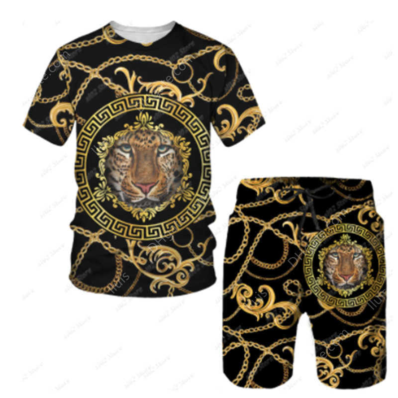 Tracksuits Summer Golden Pattern Lion Head Printed Men t Shirt Shorts 2piece Sets Casual Suit Men's Tracksuit, Y-dxtz-19
Tracksuits Summer Golden Pattern Lion Head Printed Men t Shirt Shorts 2piece Sets Casual Suit Men's Tracksuit, Y-dxtz-19