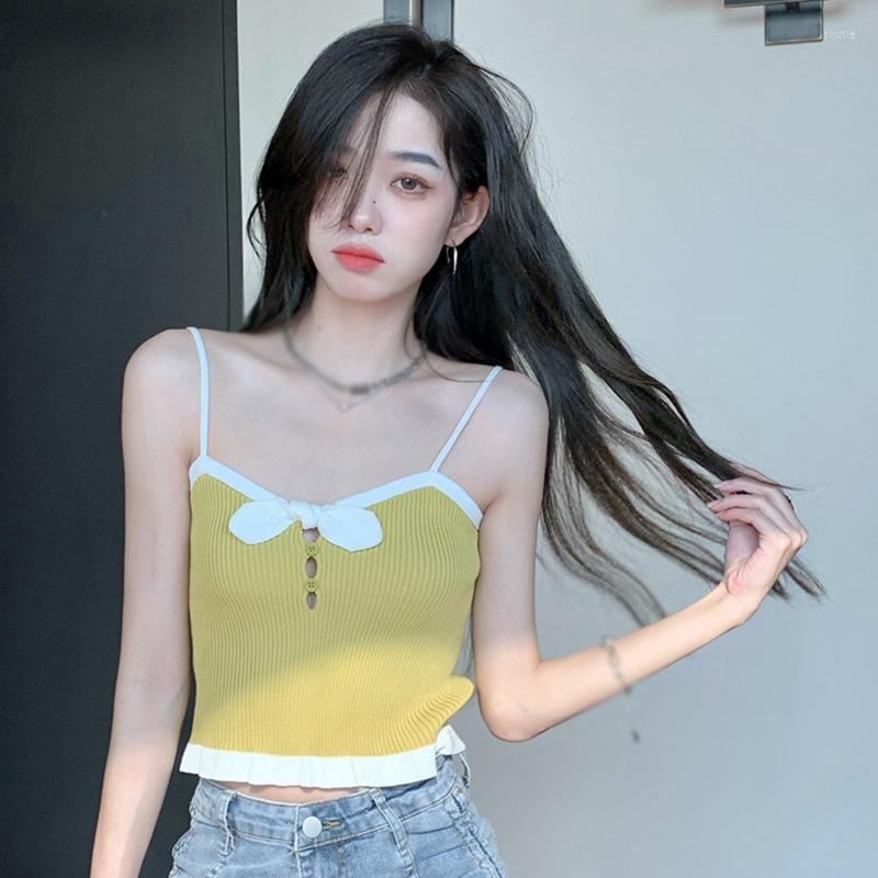 Women's Tanks Womens T-shirt Camisole Contrast Color Bow Sweet Fashion Knitted Sleeveless, Black
Women's Tanks Womens T-shirt Camisole Contrast Color Bow Sweet Fashion Knitted Sleeveless, Black