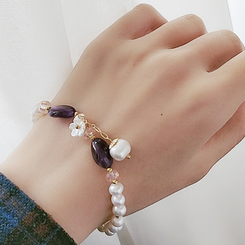 Charm Bracelets for Women Fashion Jewelry Purple Stone Pendant Girlfriend Birthday Gift