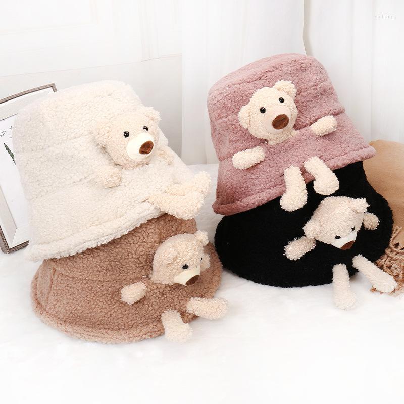 Berets Cute Bear Doll Lamb Fur Bucket Hat Female Winter Cartoon Panama Solid Color Plush Basin Keep Warm For Women Girls, Black
Berets Cute Bear Doll Lamb Fur Bucket Hat Female Winter Cartoon Panama Solid Color Plush Basin Keep Warm For Women Girls, Black