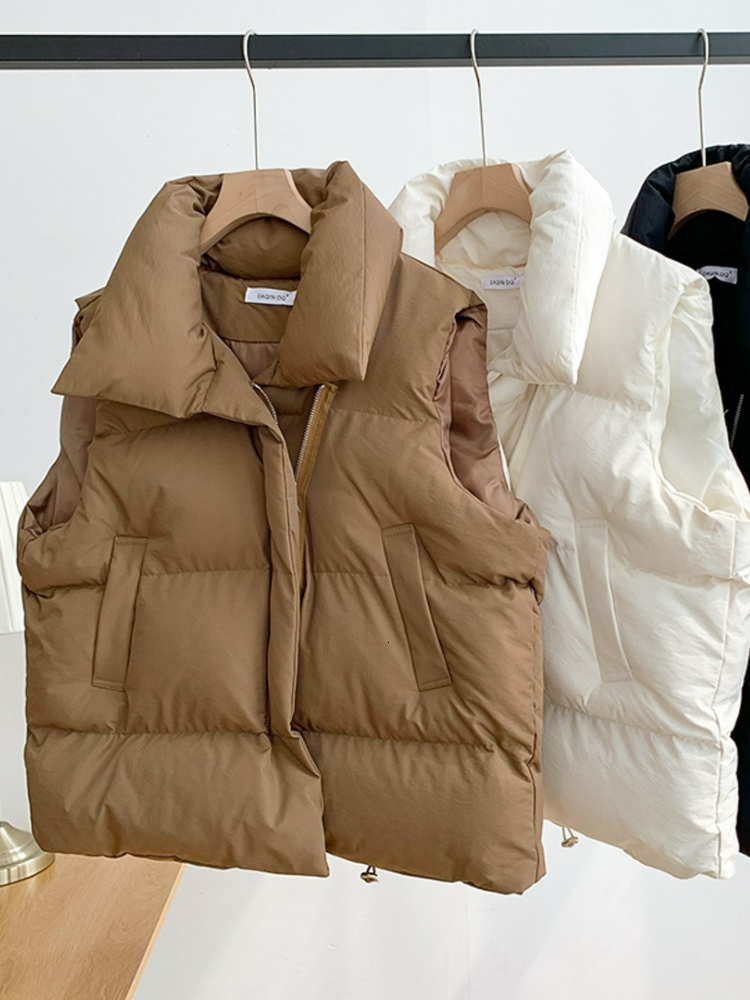 Women's Vests Cotton Vest Women Autumn and Winter Korean Version Small Fragrance Stand Collar Sleeveless Cotton Vest Wearing Jacket 221202, Khaki
Women's Vests Cotton Vest Women Autumn and Winter Korean Version Small Fragrance Stand Collar Sleeveless Cotton Vest Wearing Jacket 221202, Khaki