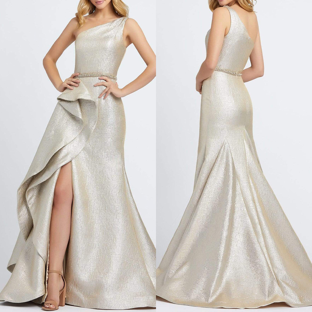 Elegant Prom Dresses Mermaid One Shoulder Solid Color Sleeveless Special Waist Design Front Split Floor Length Custom Made Evening Dress Plus Size Robes, Light yellow
Elegant Prom Dresses Mermaid One Shoulder Solid Color Sleeveless Special Waist Design Front Split Floor Length Custom Made Evening Dress Plus Size Robes, Light yellow