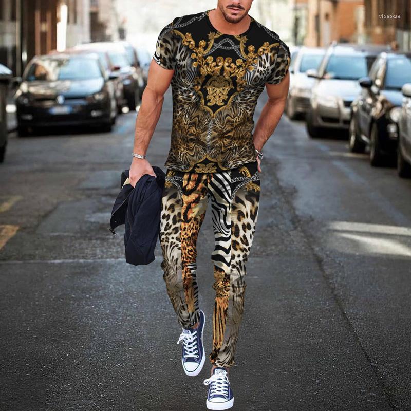 Men' Tracksuits Leopard Print Mens Oversized 3D Short Sleeve T Shirt Sweatpants 2 Piece Sets Casual Trend Set Male Free Clothing
Men' Tracksuits Leopard Print Mens Oversized 3D Short Sleeve T Shirt Sweatpants 2 Piece Sets Casual Trend Set Male Free Clothing