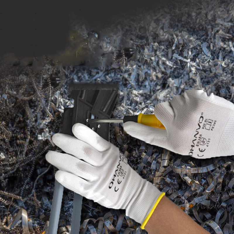 Five Fingers Gloves 10 Pairs PU Nitrile Safety Coating Nylon Cotton Work Palm Coated Mechanic Working have CE EN388 221202