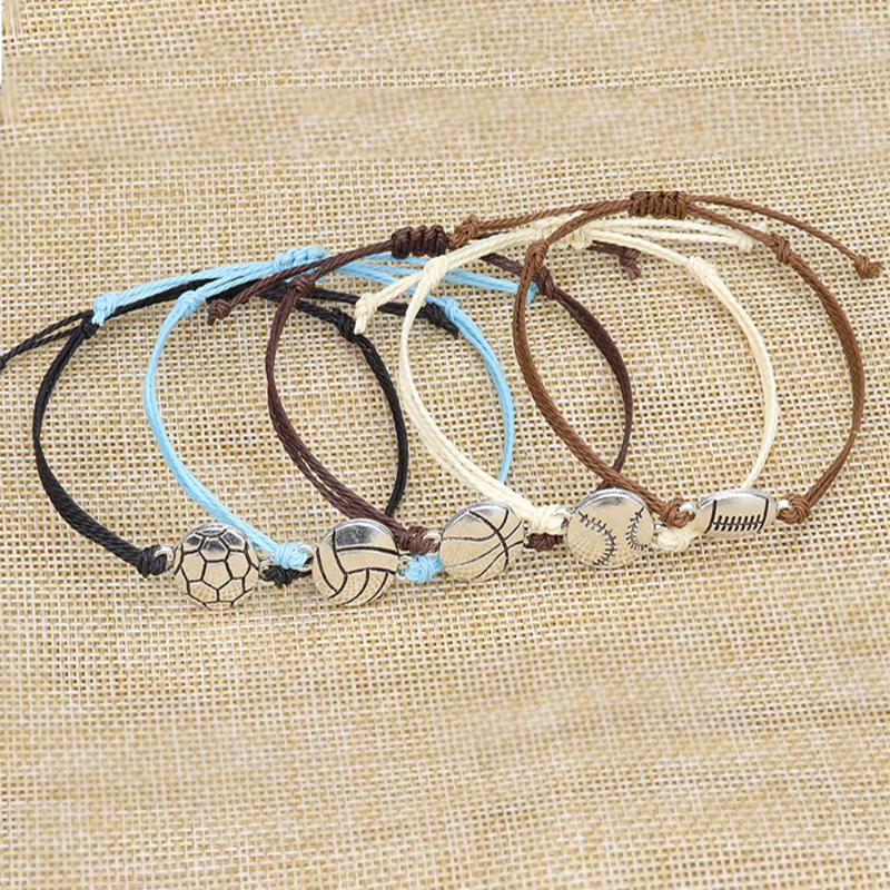 Charm Bracelets Hand-woven Waterproof Wax Line Football Volleyball Basketball Bangles Outdoor Sports Bracelet Souvenir Jewelry Gifts
Charm Bracelets Hand-woven Waterproof Wax Line Football Volleyball Basketball Bangles Outdoor Sports Bracelet Souvenir Jewelry Gifts