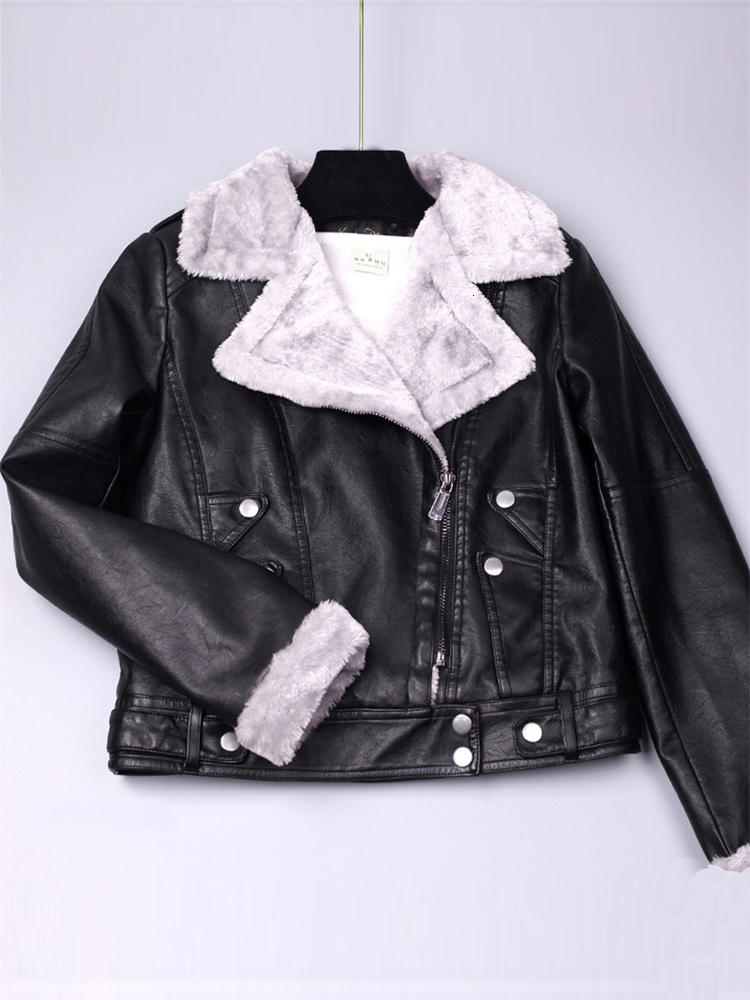Women's Leather Faux Aelegantmis Autumn Winter Jacket Women Fur Coat Ladies Slim Short Motorcyle Biker Basic Warm Plush Outerwear 221201