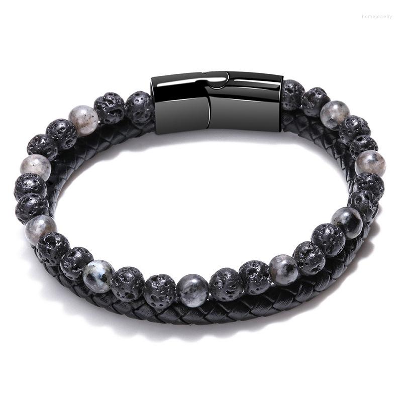 Strand NIUYITID Natural Lava Stone Bracelet Men Leather Braided Charm Jewelry Tiger Eye Braclet Magnetic Clasp
Strand NIUYITID Natural Lava Stone Bracelet Men Leather Braided Charm Jewelry Tiger Eye Braclet Magnetic Clasp