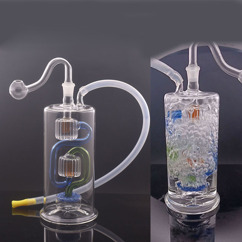 6.5 Inch Glass Oil Burner Bong Dab Rig Hookah 10mm Female Recycler Ice Catcher Water Pipe Honeycomb Bongs with Male Banger Oil Burner Pipe and Hose