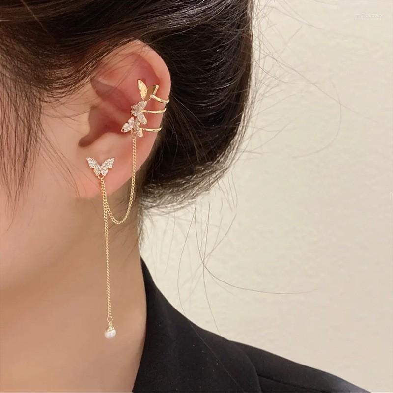 Backs Earrings Korean Simple Zircon Pearl Butterfly Tassel Long Clip For Women Fashion Sweet Gold Color Metal Jewelry Gifts
Backs Earrings Korean Simple Zircon Pearl Butterfly Tassel Long Clip For Women Fashion Sweet Gold Color Metal Jewelry Gifts