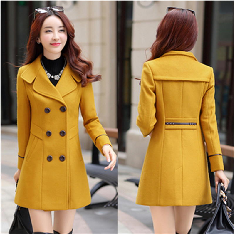 Women's Wool Blends UHYTGF Autumn And Winter Jacket Womens Clothing Medium Length en Coats Slim Wild Elegant Female Korean Outerwear 3XL124 22120