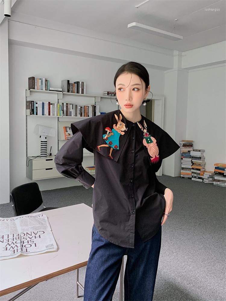 Women' Blouses Women' Clothing 2022 Spring Large Neckline Cartoon Embroidery Doll Neck Black Long Sleeve Shirt Top
Women' Blouses Women' Clothing 2022 Spring Large Neckline Cartoon Embroidery Doll Neck Black Long Sleeve Shirt Top