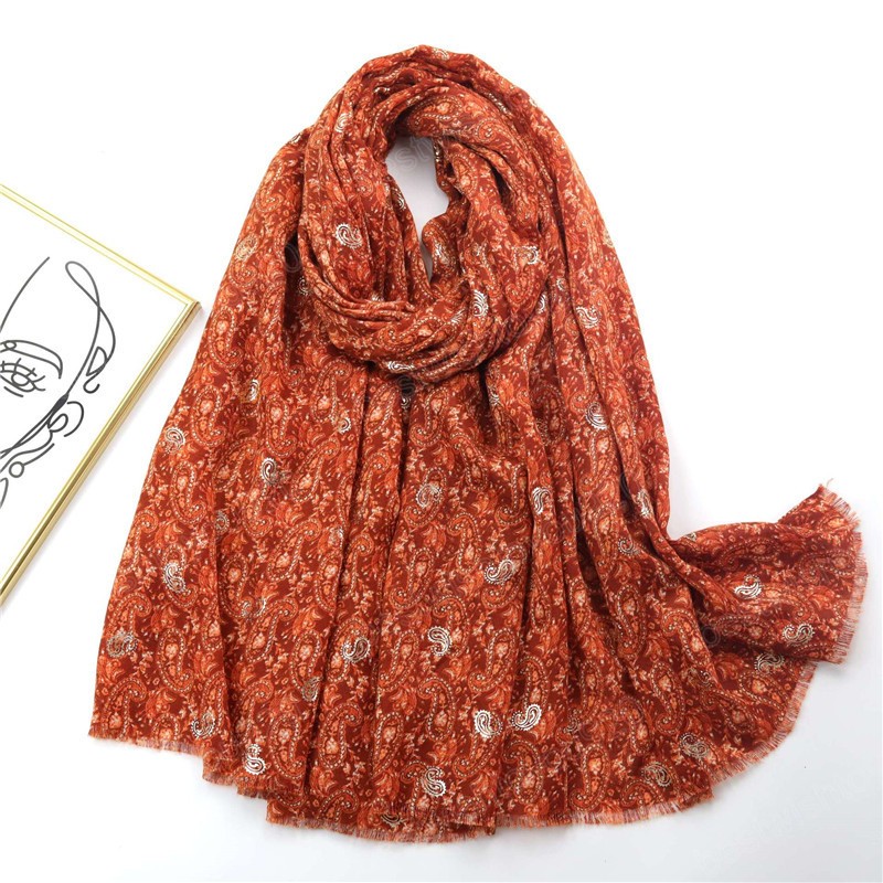 Autumn Women Viscose Scarf Gold Cashew Floral Fringe Cotton Hijab Shawls and Wraps Foulard Echarpe Bufanda Muslim Sjaal 180x90Cm
Autumn Women Viscose Scarf Gold Cashew Floral Fringe Cotton Hijab Shawls and Wraps Foulard Echarpe Bufanda Muslim Sjaal 180x90Cm