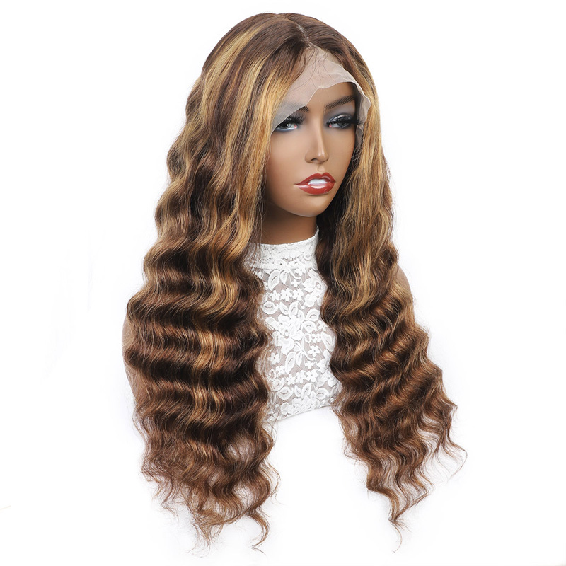 Brazilian Human Hair P4 27 Piano Color Loose Deep 13X4 Lace Front Wig 10-32inch 150% 180% 210% Density Yirubeauty