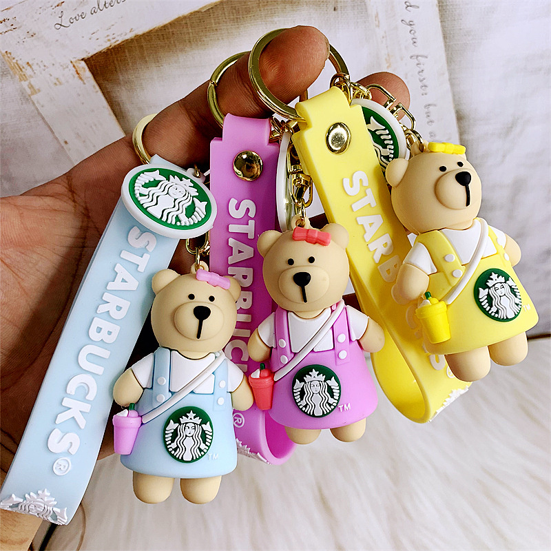 Party Favors Silicone Key Chain Coffee Lover Toys Cartoon Shaped Wedding Valentine Day Mall Event Gifts