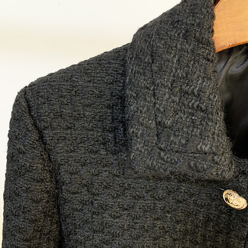 Women's Jackets HIGH STREET Fashion Jacket Wool Blends Vintage Tweed Short Coat 221201