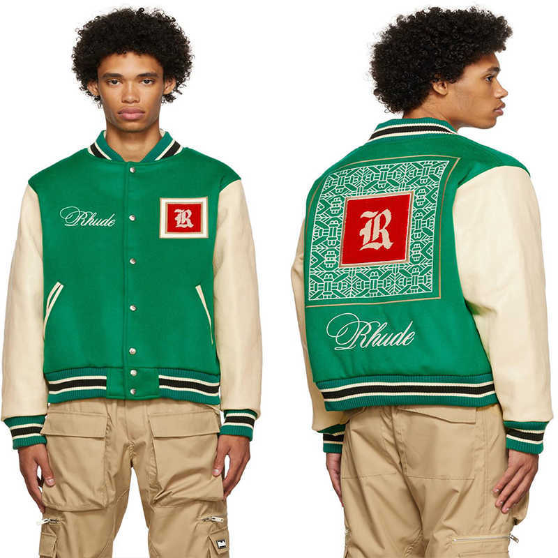 Men' Jackets 2022 Rhude Embroidered Leather Sleeve High Street Baseball Jacket Men' Autumn Retro Casual Jacket Top T221202, Green
Men' Jackets 2022 Rhude Embroidered Leather Sleeve High Street Baseball Jacket Men' Autumn Retro Casual Jacket Top T221202, Green