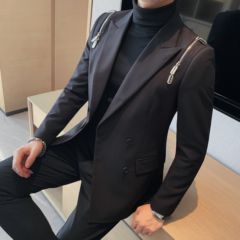 Men's Suits Blazers British Style Double-breasted Business Casual Suit Jacket Stage Show DJ Dress Coat Social Clothing 221201, Black
Men's Suits Blazers British Style Double-breasted Business Casual Suit Jacket Stage Show DJ Dress Coat Social Clothing 221201, Black