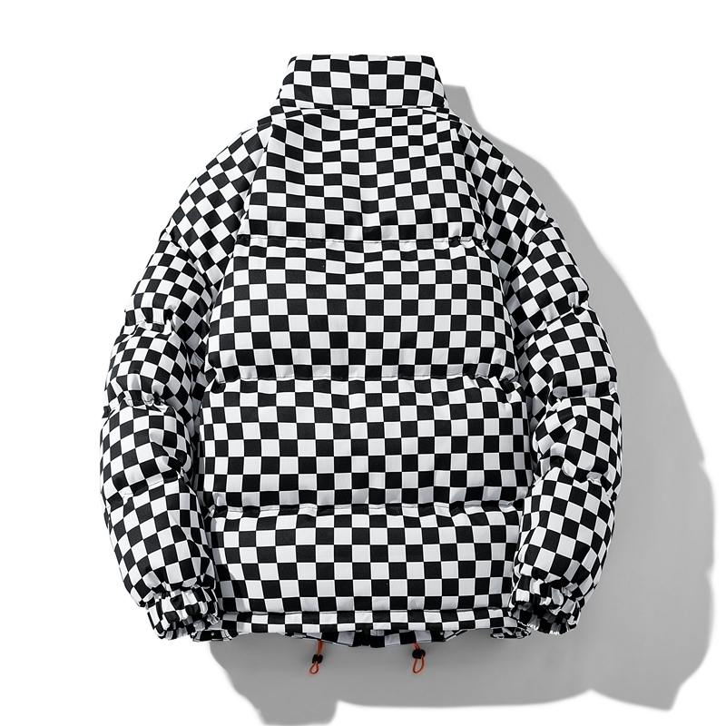 Men's Down Parkas Japanese Style Men Puffer Jacket Husband With Contrast Warm Plaid Retro Parkas Winter Streetwear Oversize Plaid Bubble Coat 221