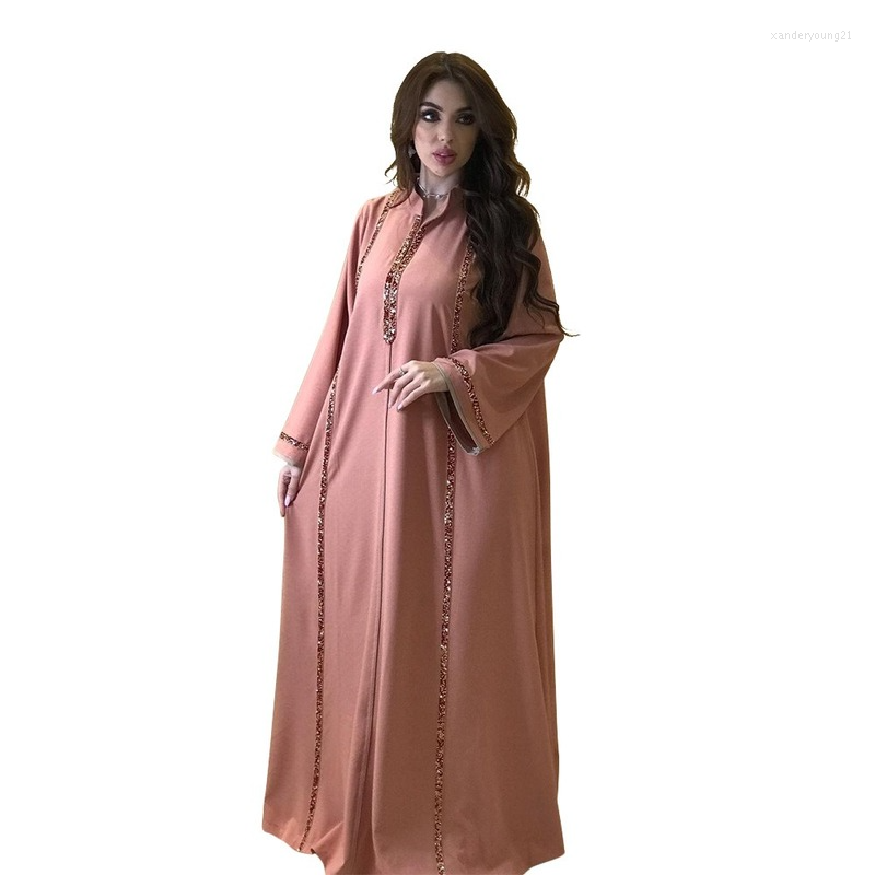 Ethnic Clothing Diamond Tape Trim Maxi Dress For Women Autumn 2022 Stand Collar Long Sleeve Loose Arabic Oman Turkey Dubai Muslim Robe
Ethnic Clothing Diamond Tape Trim Maxi Dress For Women Autumn 2022 Stand Collar Long Sleeve Loose Arabic Oman Turkey Dubai Muslim Robe
