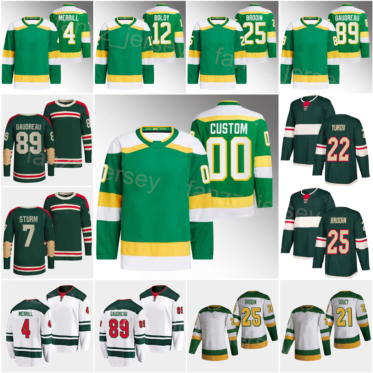 2023 Reverse Retro Hockey 12 Matt Boldy Jersey 47 Alex Goligoski 89 Frederick Gaudreau 25 Jonas Brodin 4 Jon Merrill 21 Brandon Duhaime 28 Liam Ohgren 22 Danila Yurov, Green
2023 Reverse Retro Hockey 12 Matt Boldy Jersey 47 Alex Goligoski 89 Frederick Gaudreau 25 Jonas Brodin 4 Jon Merrill 21 Brandon Duhaime 28 Liam Ohgren 22 Danila Yurov, Green