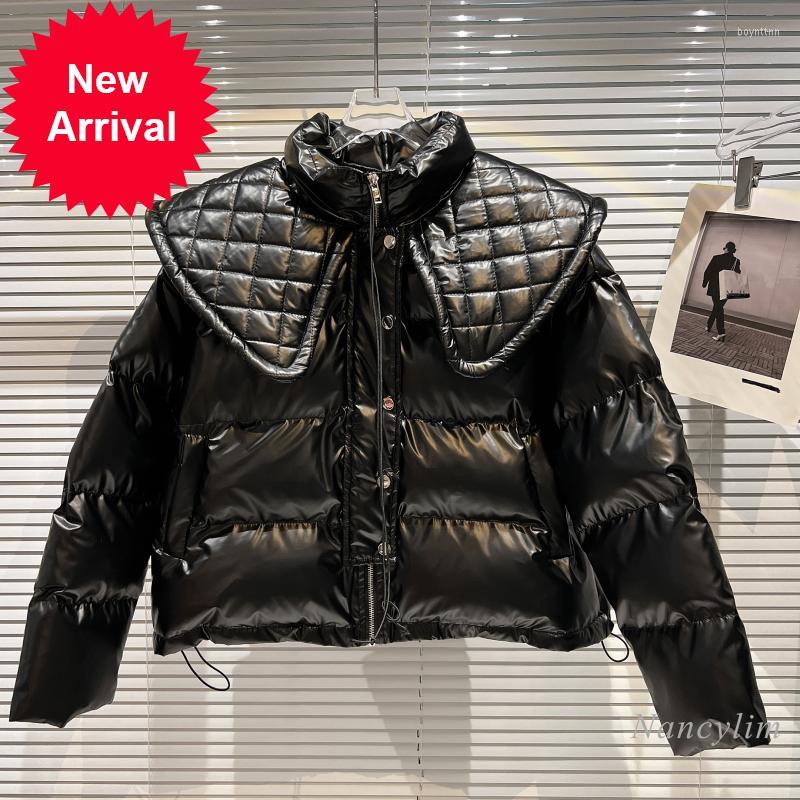 Women' Down Short Parkas 2022 Winter Diamond Lattice Shawl Neckline Design Drawstring Bright Surface Cotton-Padded Coat Warm, Black
Women' Down Short Parkas 2022 Winter Diamond Lattice Shawl Neckline Design Drawstring Bright Surface Cotton-Padded Coat Warm, Black
