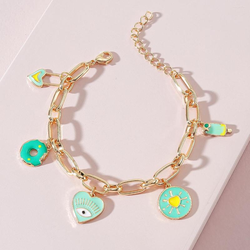 Charm Bracelets Fashion Cute Enamel Color Round Donut Love Heart Charms Bracelet For Women Thick Chain Aesthetic Jewelry Gift
Charm Bracelets Fashion Cute Enamel Color Round Donut Love Heart Charms Bracelet For Women Thick Chain Aesthetic Jewelry Gift