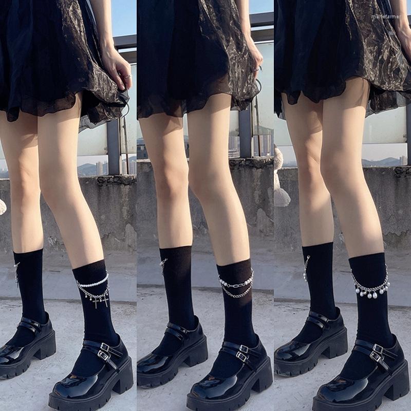 Women Socks Japanese Style Punk Woman Solid Black White Fashion Pearl Chain Pendant Harajuku Streetwear Cotton Long, White b
Women Socks Japanese Style Punk Woman Solid Black White Fashion Pearl Chain Pendant Harajuku Streetwear Cotton Long, White b