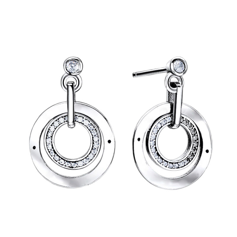 925 Sterling Silver Logo Double Circle Pendant Stud Earrings with Original Box for Pandora CZ diamond Women Girls Wedding Jewelry Engagement Earring Set
925 Sterling Silver Logo Double Circle Pendant Stud Earrings with Original Box for Pandora CZ diamond Women Girls Wedding Jewelry Engagement Earring Set
