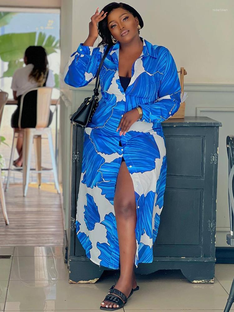 Ethnic Clothing Long African Shirt Dress Women Turn Down Collar Robes Africa Autumn Print Fashion Streetwear Dashiki 2022
Ethnic Clothing Long African Shirt Dress Women Turn Down Collar Robes Africa Autumn Print Fashion Streetwear Dashiki 2022