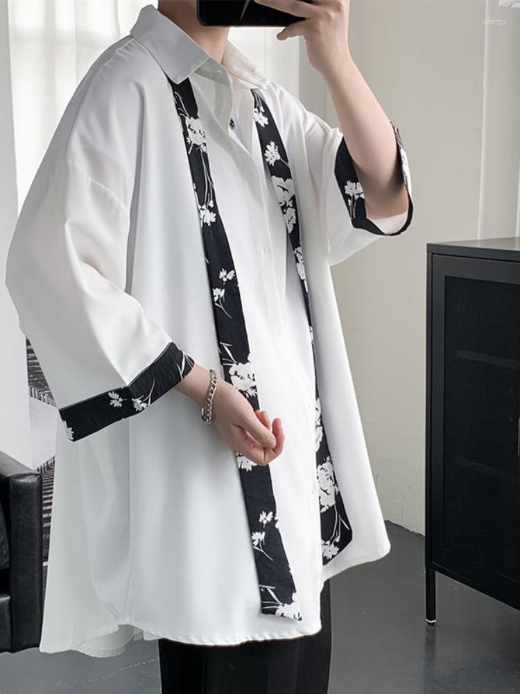 Men' Casual Shirts Summer Tie Shirt Men' Three-quarter Sleeve Preppy Stitching Lace Korean Trend All-match Japanese Loose Vintage, Black
Men' Casual Shirts Summer Tie Shirt Men' Three-quarter Sleeve Preppy Stitching Lace Korean Trend All-match Japanese Loose Vintage, Black