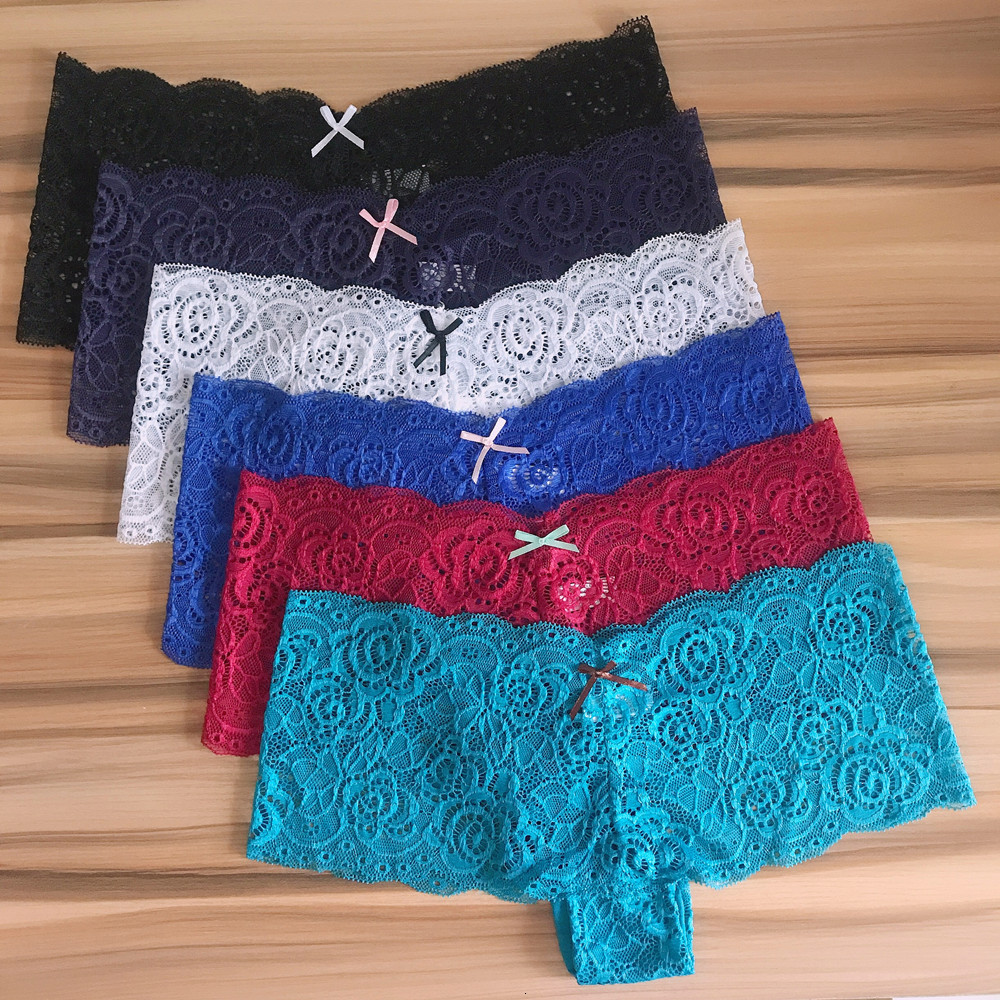 Women's Panties 3 Pieces Ladies Lace Panties Sexy Underwear Women Boyshort Underpants Female Lingerie See Through Culotte Femme Intimates Pantys 