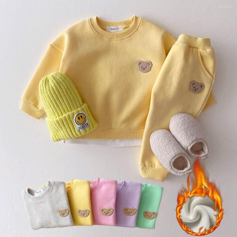 Clothing Sets Korean Kids Bear Embroidery Fleece Pullover Set 1-5yrs Sweatshirt Tops Harem Jogger Pants Suits 2pcs Girls Lined Clothes
Clothing Sets Korean Kids Bear Embroidery Fleece Pullover Set 1-5yrs Sweatshirt Tops Harem Jogger Pants Suits 2pcs Girls Lined Clothes