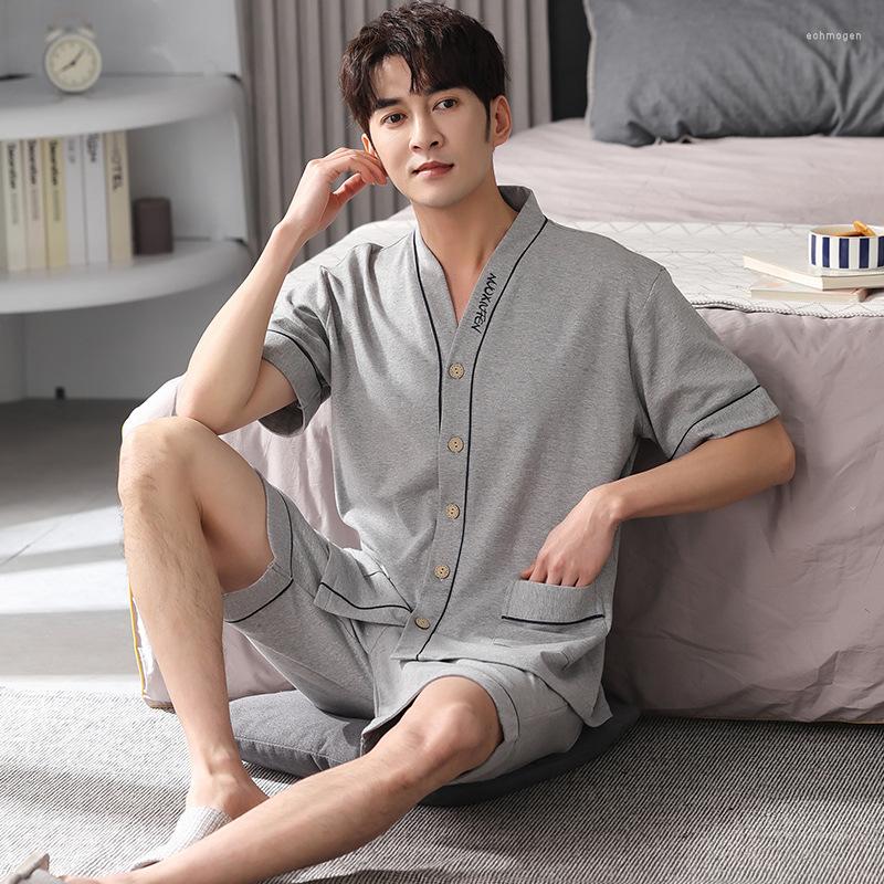 Men's Sleepwear Cotton Trendyol Solid Pajama Sets Casual Man V Neck Pyjama Button Elastic Waist Shorts Male Pajamas Pijama Hombre, Black 
Men's Sleepwear Cotton Trendyol Solid Pajama Sets Casual Man V Neck Pyjama Button Elastic Waist Shorts Male Pajamas Pijama Hombre, Black