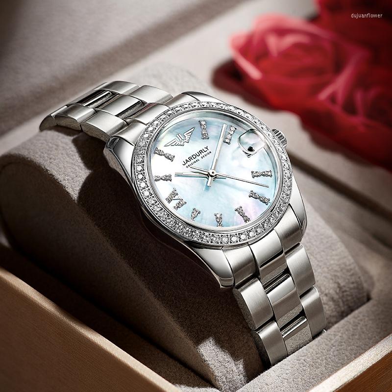 Wristwatches JINLERY 2022 Automatic Mechanical Watch Women Fashion Simple Casual Watches For Ladies Leather Strap Clock, J9045g1
Wristwatches JINLERY 2022 Automatic Mechanical Watch Women Fashion Simple Casual Watches For Ladies Leather Strap Clock, J9045g1