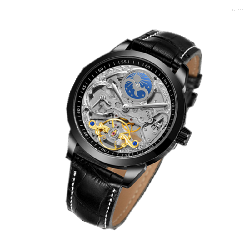 Wristwatches FORSINING Unique Design Skeleton Face Automatic Mechanical Watch Man Clock Leather Strap Tourbillon Wristwatch, Brown gold white l
Wristwatches FORSINING Unique Design Skeleton Face Automatic Mechanical Watch Man Clock Leather Strap Tourbillon Wristwatch, Brown gold white l