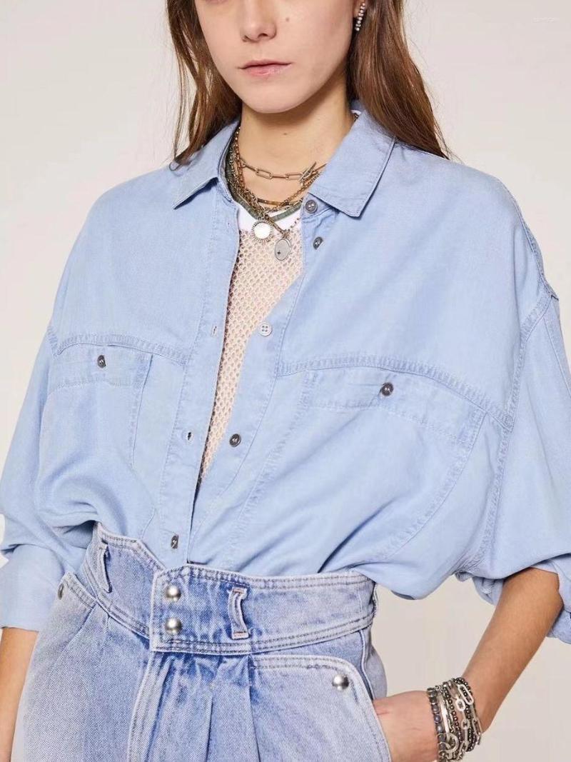 Women's Blouses Loose Blue Denim Blouse 2022 Summer Single Breasted Lady Turn-Down Collar Casual Shirt Top With Double Pockets
Women's Blouses Loose Blue Denim Blouse 2022 Summer Single Breasted Lady Turn-Down Collar Casual Shirt Top With Double Pockets