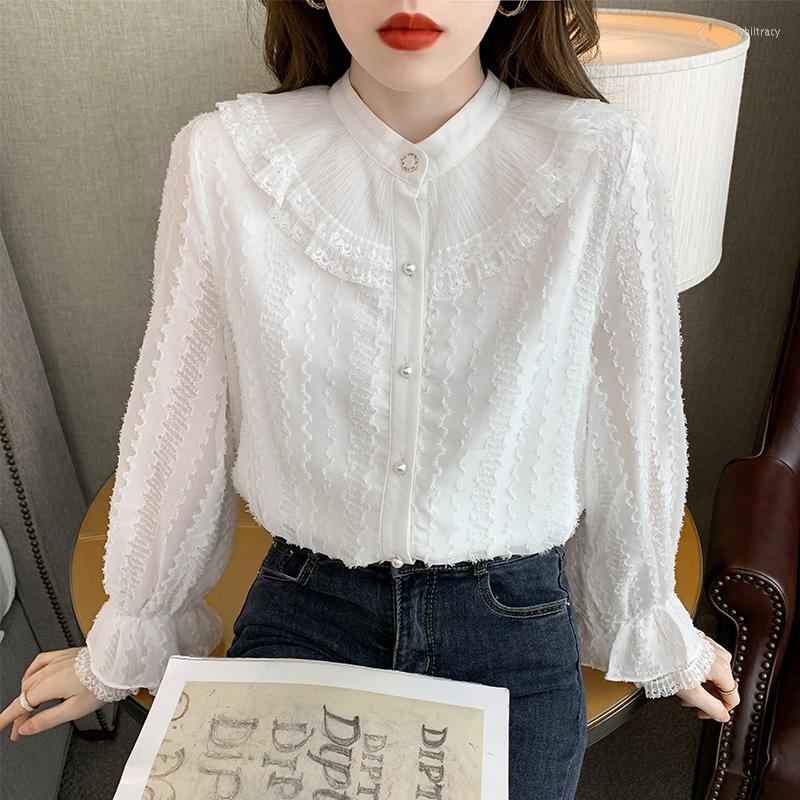 Women' Blouses Chiffon Women' Lace Shirt Long Sleeve Top Summer Loose Solid Fashion Casual Lady Clothing, White
Women' Blouses Chiffon Women' Lace Shirt Long Sleeve Top Summer Loose Solid Fashion Casual Lady Clothing, White