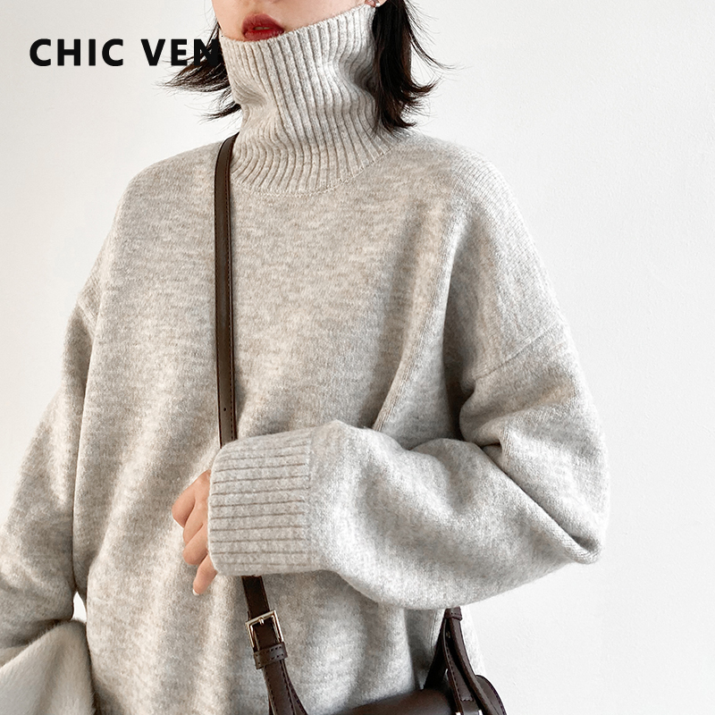 Women's Sweaters CHIC VEN Korean Sweater Loose Turtleneck Warm Solid Pullover Knitwear Basic Female Tops Autumn Winter 221201, Khaki
Women's Sweaters CHIC VEN Korean Sweater Loose Turtleneck Warm Solid Pullover Knitwear Basic Female Tops Autumn Winter 221201, Khaki