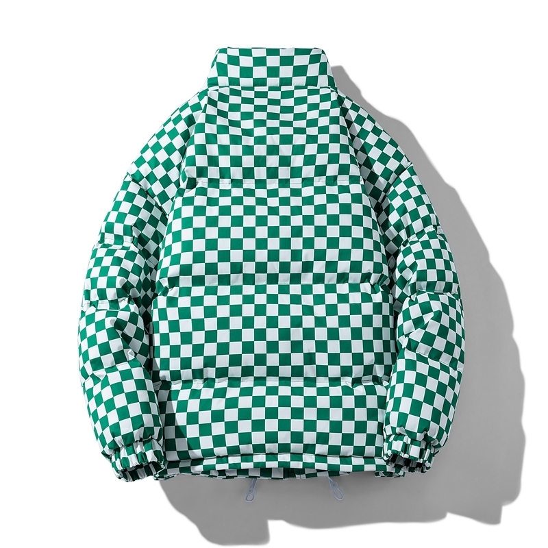 Men's Down Parkas Japanese Style Men Puffer Jacket Husband With Contrast Warm Plaid Retro Parkas Winter Streetwear Oversize Plaid Bubble Coat 221