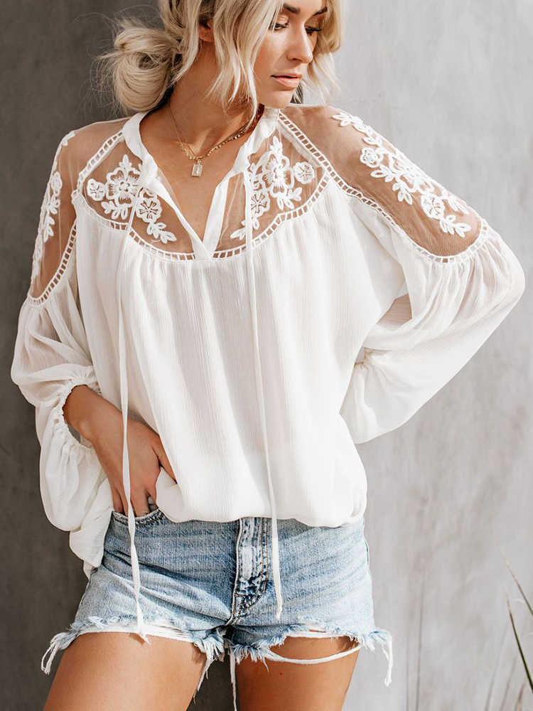 Lace Mesh Shirt Women Embroidery Patchwork Casual Long Sleeve Tops Summer Sexy Chiffon Blouse Loose Shirts Female Blusas, White
Lace Mesh Shirt Women Embroidery Patchwork Casual Long Sleeve Tops Summer Sexy Chiffon Blouse Loose Shirts Female Blusas, White
