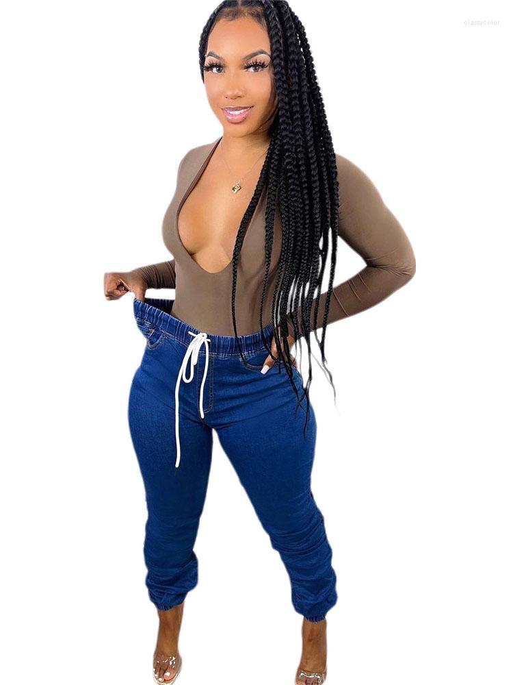 Women' Jeans Szkzk Cloth-fitting Women High Waist Pocket Elastic Band Trousers Streetwear 2022 Draw String Straps Casual Long, Blue
Women' Jeans Szkzk Cloth-fitting Women High Waist Pocket Elastic Band Trousers Streetwear 2022 Draw String Straps Casual Long, Blue