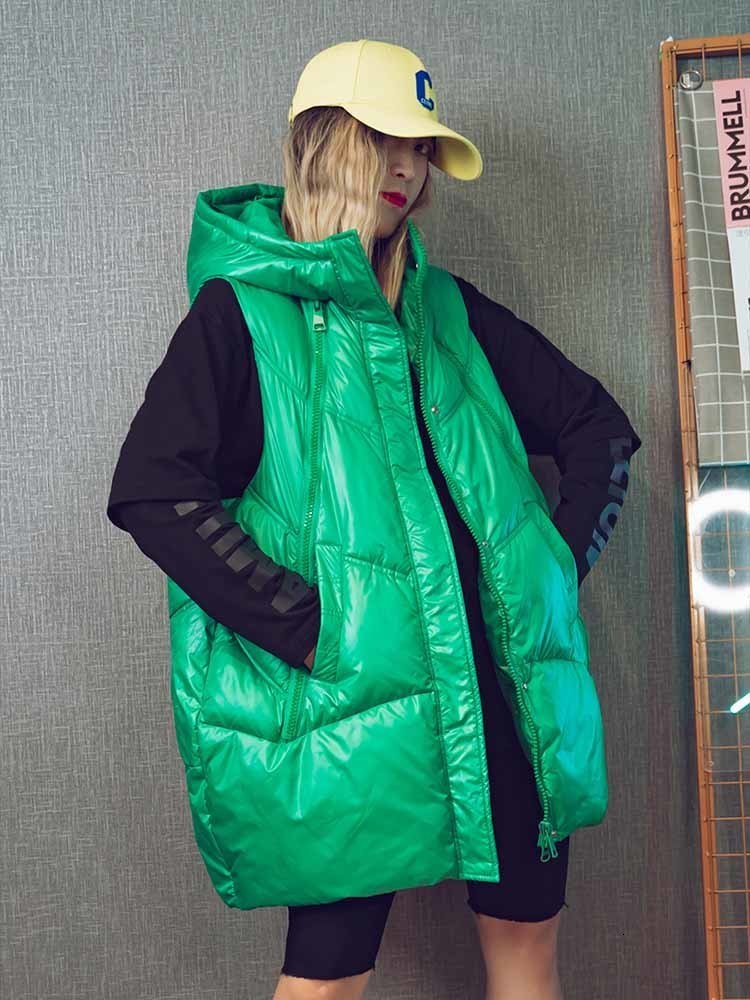 Women's Vests Oversize Down Cotton Vest Streetwear Personality Ladies Puffer Vests Autumn Winter Warm Thick Waistcoat 221202, Green
Women's Vests Oversize Down Cotton Vest Streetwear Personality Ladies Puffer Vests Autumn Winter Warm Thick Waistcoat 221202, Green
