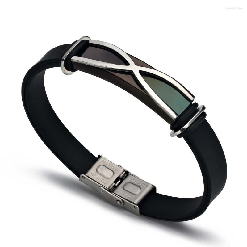 Charm Bracelets 2022 Fashion Jewelry Vintage Black Silicone Bracelet Simple X Letter Stainless Steel Smooth Shiny Men's Pulsera
Charm Bracelets 2022 Fashion Jewelry Vintage Black Silicone Bracelet Simple X Letter Stainless Steel Smooth Shiny Men's Pulsera