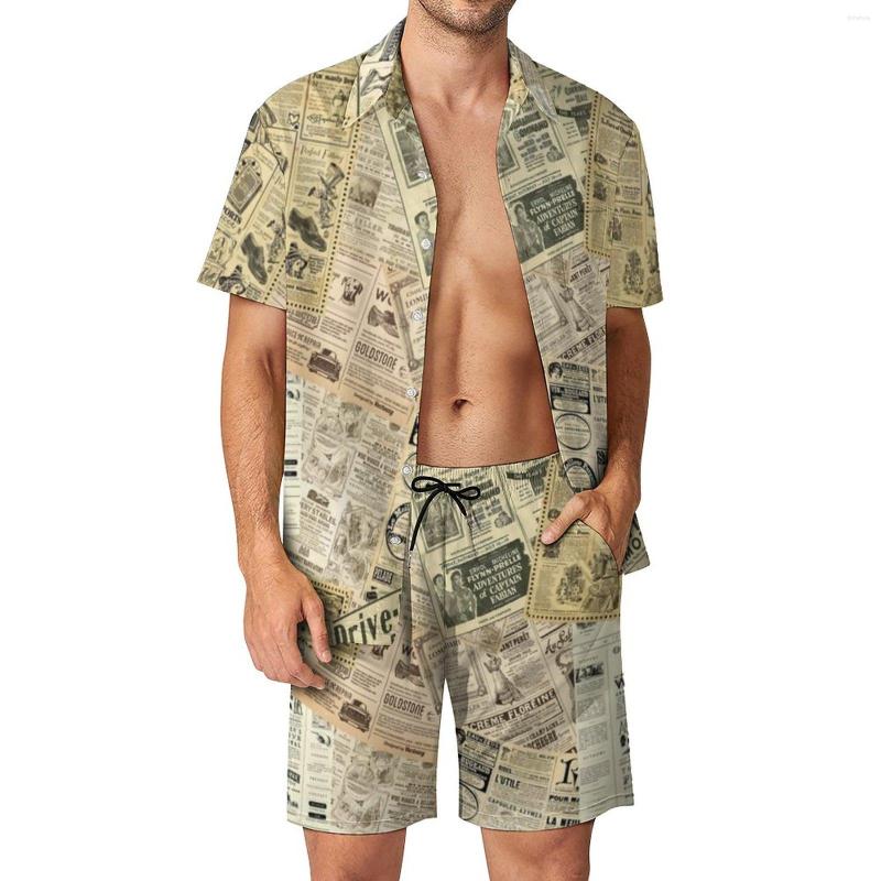 Men's Tracksuits Old Spaper Men Sets Vintage Print Casual Shorts Outdoor Shirt Set Summer Hawaii Suit Short Sleeves Plus Size, Style-7
Men's Tracksuits Old Spaper Men Sets Vintage Print Casual Shorts Outdoor Shirt Set Summer Hawaii Suit Short Sleeves Plus Size, Style-7
