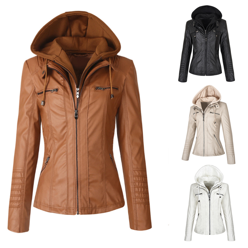 Women's Leather Faux Winter Ladies Fashion Hooded Jacket Motorcycle Street Tops Casual Slim Fit 221201, Beige
Women's Leather Faux Winter Ladies Fashion Hooded Jacket Motorcycle Street Tops Casual Slim Fit 221201, Beige