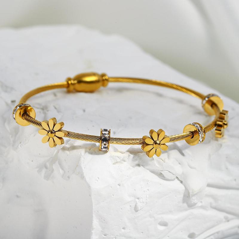 Bangle AENSOA Small Daisy Stainless Steel 2022 Fashion Thin Chain Bangles Bracelets Gold Color For Women Brand Jewelry
Bangle AENSOA Small Daisy Stainless Steel 2022 Fashion Thin Chain Bangles Bracelets Gold Color For Women Brand Jewelry