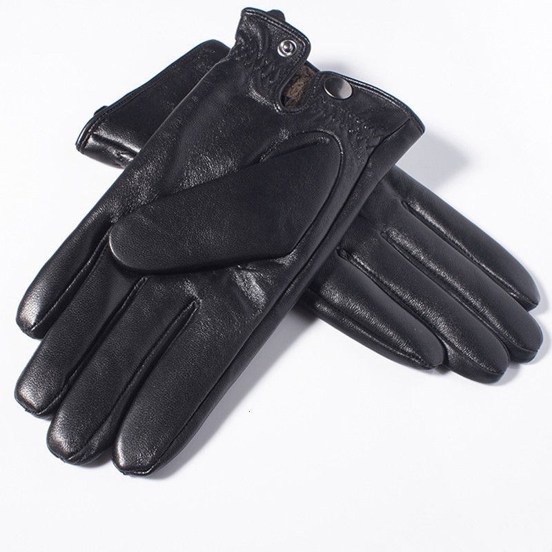 Five Fingers Gloves GOURS Winter Men Genuine Leather Touch Screen Black Real Sheepskin Wool Lining Warm Driving GSM050 221202